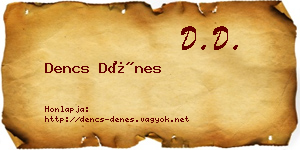 Dencs Dénes névjegykártya